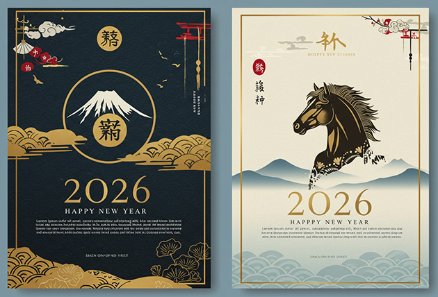 年賀状2026和風デザイン