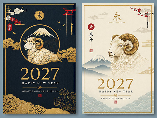 年賀状2027和風デザイン